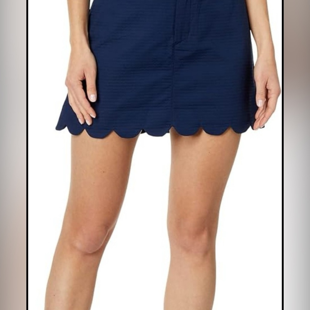 Lilly Pulitzer Navy Mini Skirt With Scalloped Detail